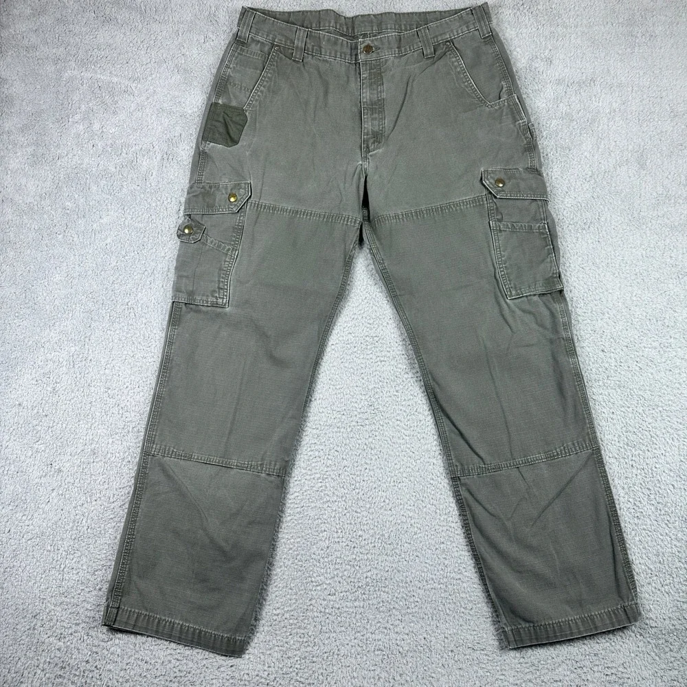 Carhartt‎ Double Knee Ripstop Cargo Work Pants Mens 36x32 Gray Utility B342